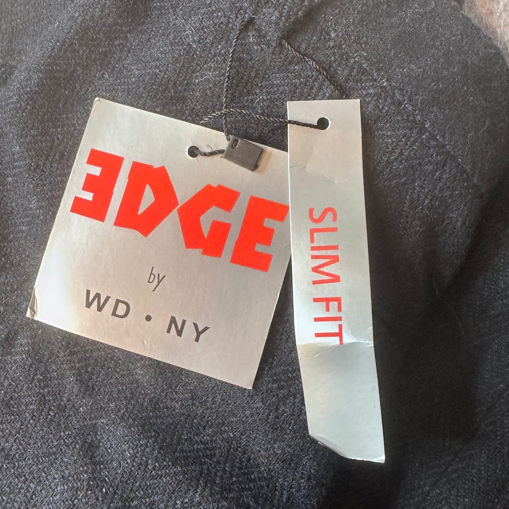 Edge by WD-NY Dress Pants Mens 29x32 Slim Fit Charcoal Herringbone Wool NEW - Picture 6 of 11